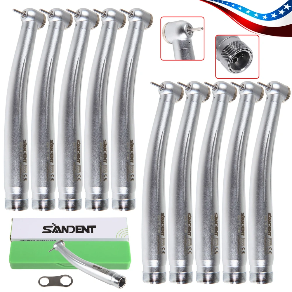 10PCS NSK Style Dental High Speed Handpiece Push Button Type SANDENT PANA 2/4 Hole