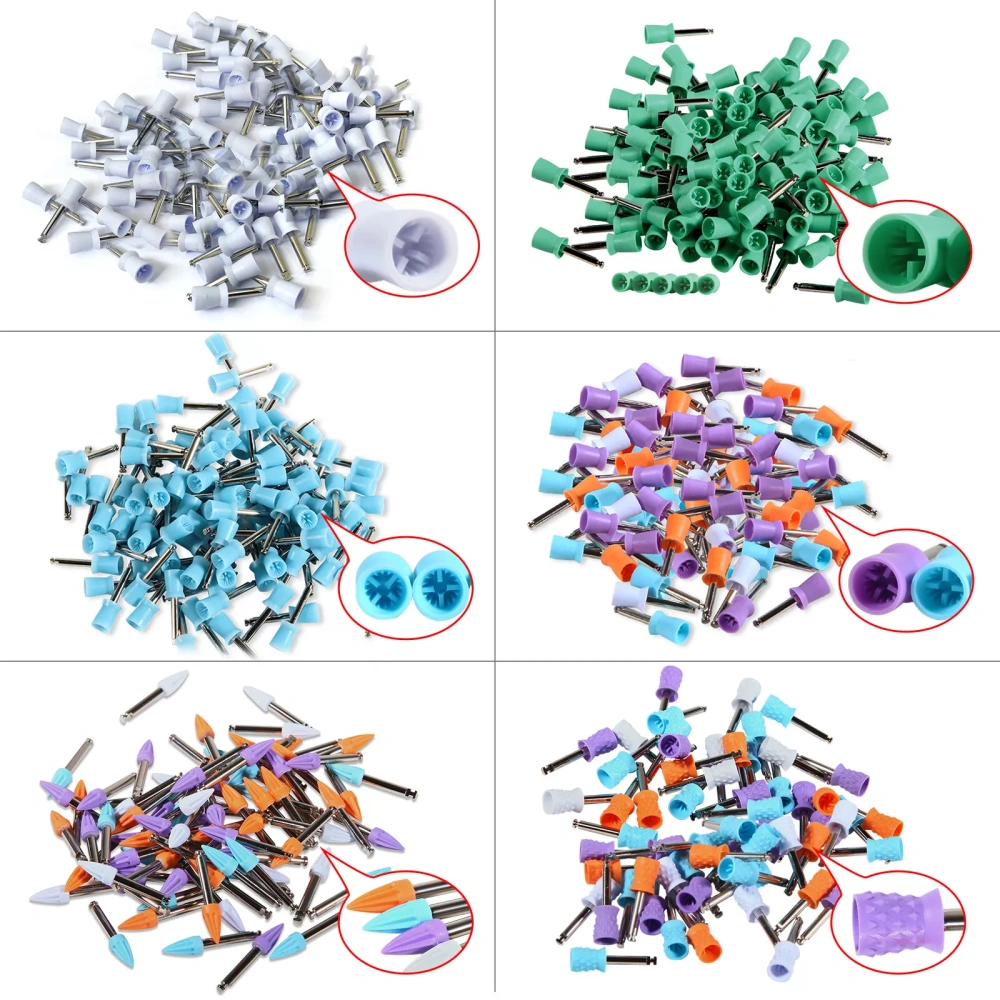 100Pcs Dental Rubber Prophy Teeth Polish Polishing Cups Latch Type Brushes