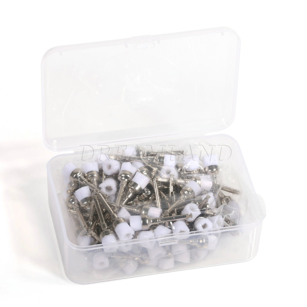 100pcs Dental Nylon Latch Polishing Polisher Prophy Brush point/flat/bowl Teeth Brush