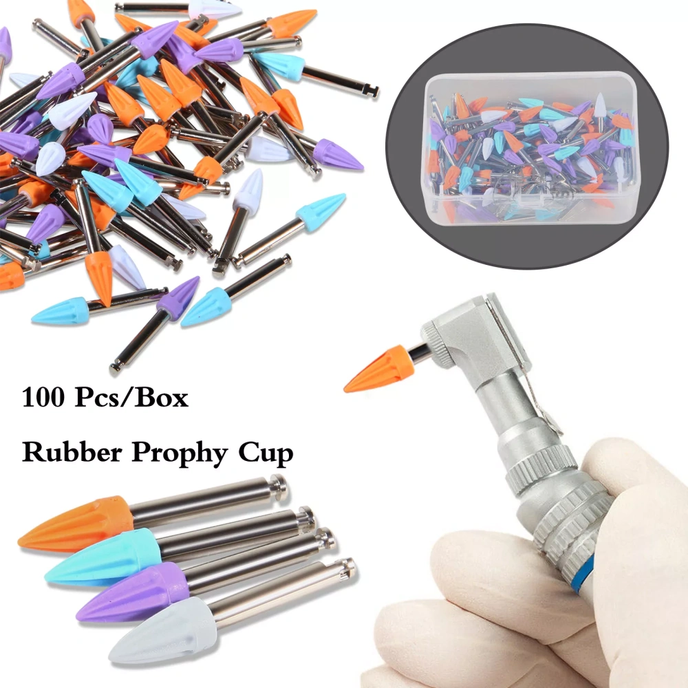 100Pcs Dental Rubber Prophy Teeth Polish Polishing Cups Latch Type Brushes
