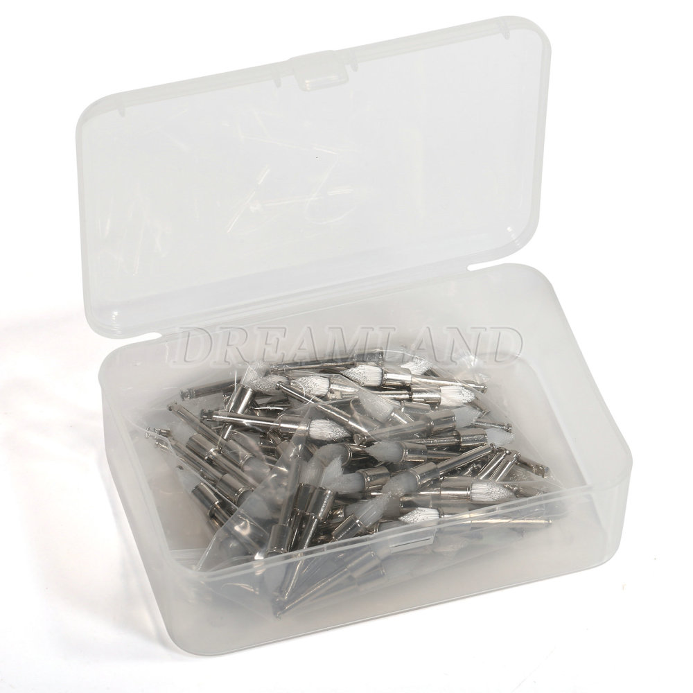 100pcs Dental Nylon Latch Polishing Polisher Prophy Brush point/flat/bowl Teeth Brush