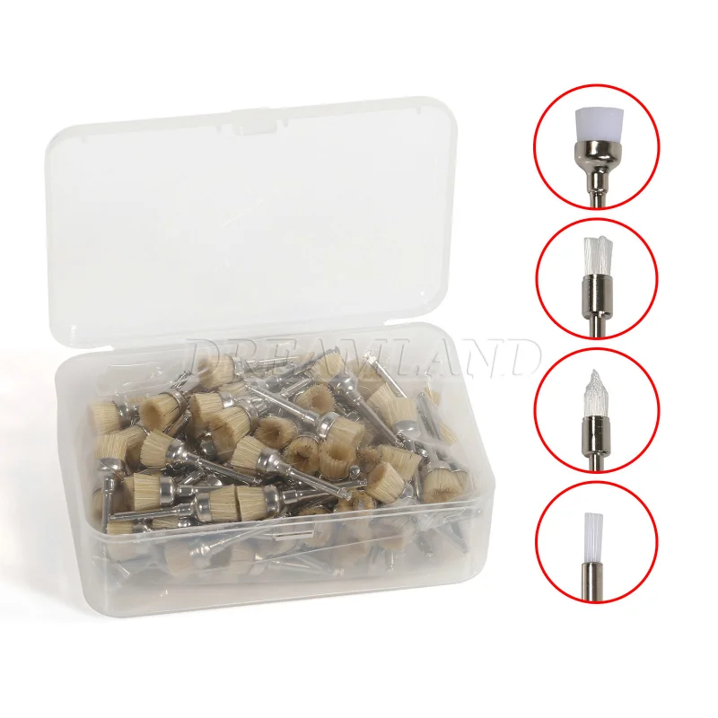 100pcs Dental Nylon Latch Polishing Polisher Prophy Brush point/flat/bowl Teeth Brush