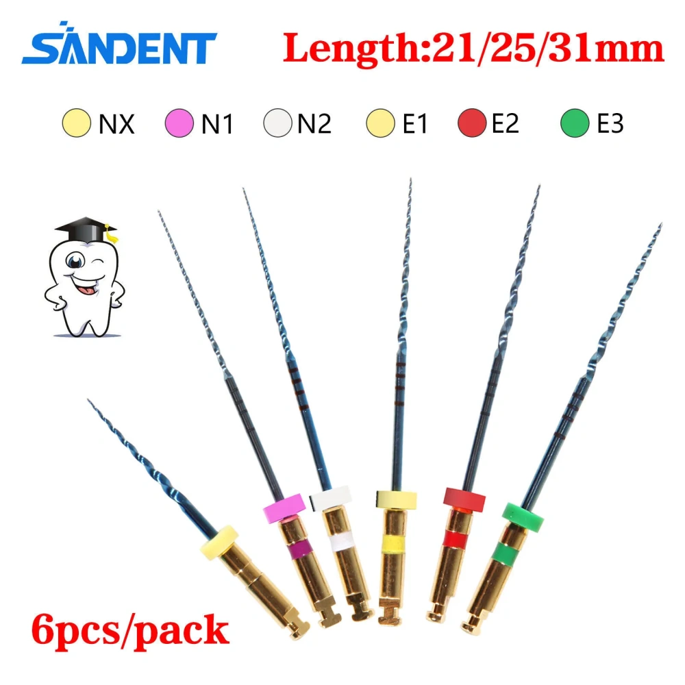 Dental Endo NITI Rotary Files Heat Activated Assorted 6 Files 21mm/25mm/31mm