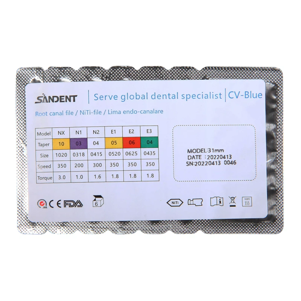Dental Endo NITI Rotary Files Heat Activated Assorted 6 Files 21mm/25mm/31mm