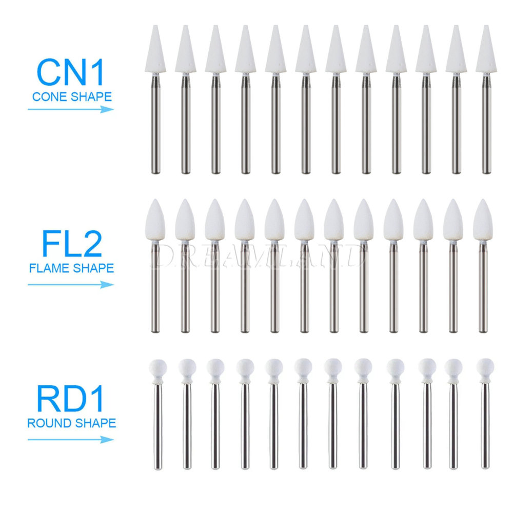 Dental White Polishing Stones Flame Cone shape FG bur Arkansas Stone FL2 CN1 RD1