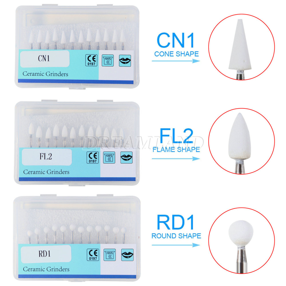 Dental White Polishing Stones Flame Cone shape FG bur Arkansas Stone FL2 CN1 RD1