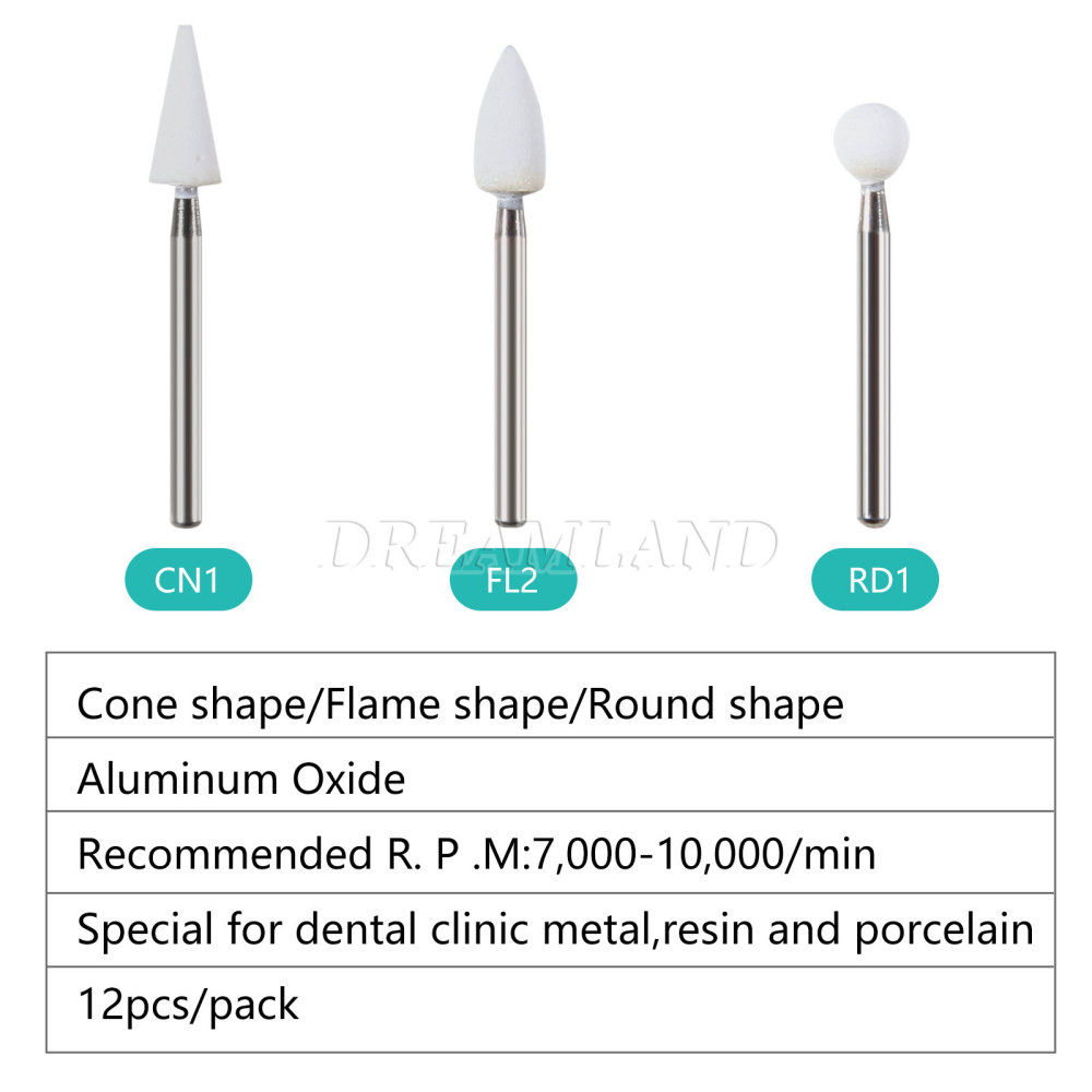 Dental White Polishing Stones Flame Cone shape FG bur Arkansas Stone FL2 CN1 RD1