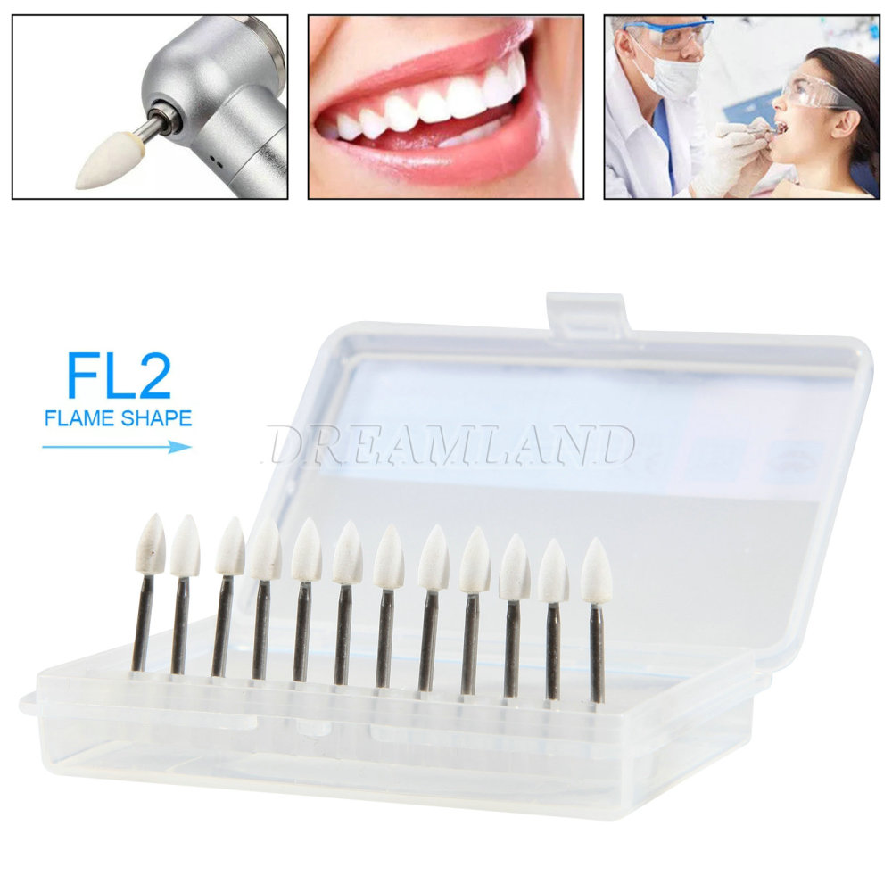 Dental White Polishing Stones Flame Cone shape FG bur Arkansas Stone FL2 CN1 RD1