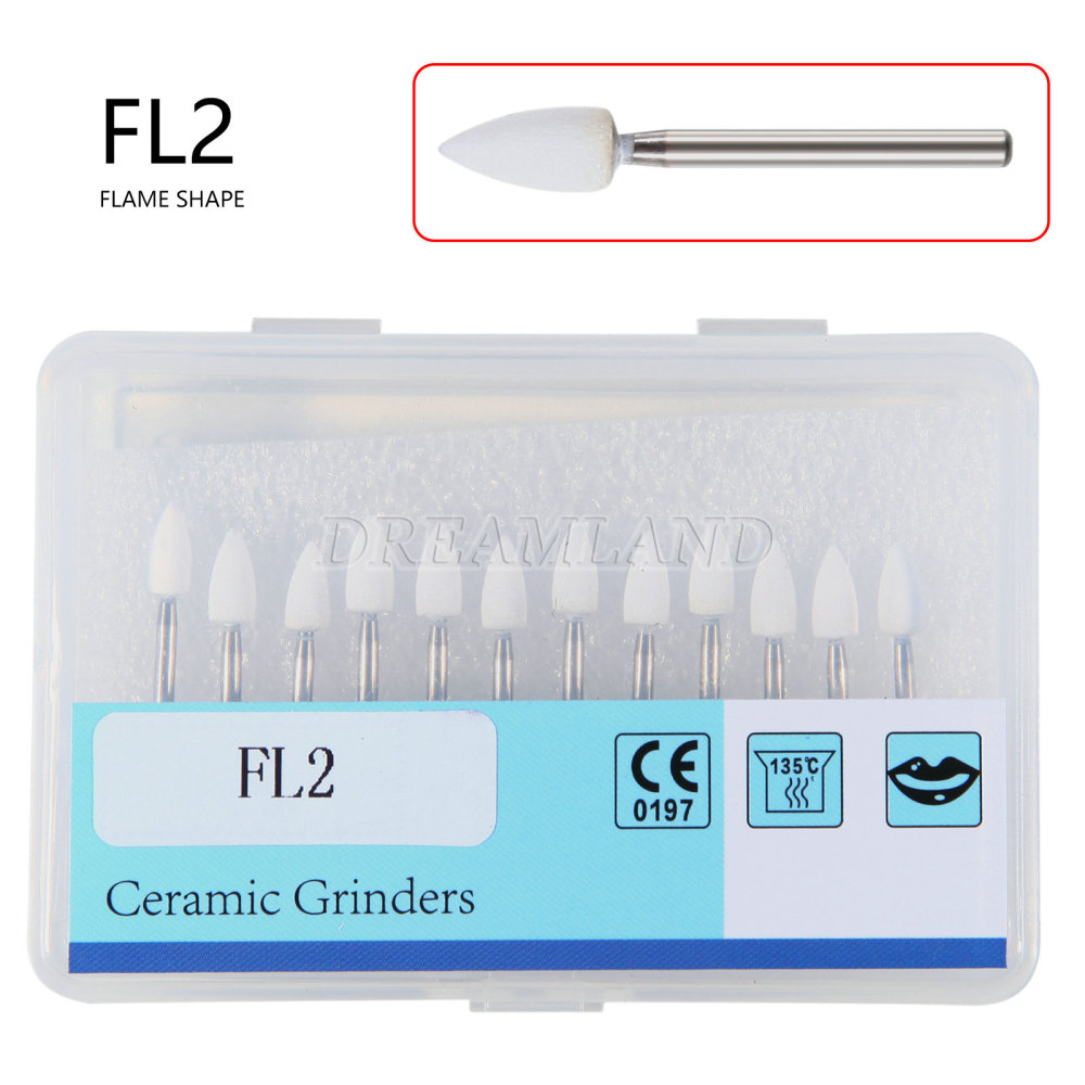 Dental White Polishing Stones Flame Cone shape FG bur Arkansas Stone FL2 CN1 RD1