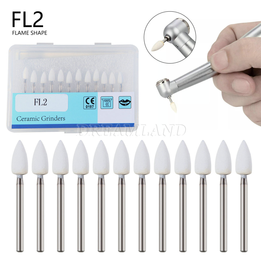 Dental White Polishing Stones Flame Cone shape FG bur Arkansas Stone FL2 CN1 RD1