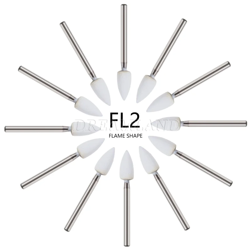 Dental White Polishing Stones Flame Cone shape FG bur Arkansas Stone FL2 CN1 RD1