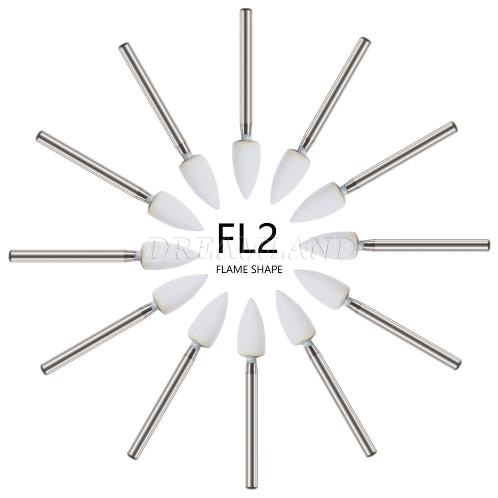 Dental White Polishing Stones Flame Cone shape FG bur Arkansas Stone FL2 CN1 RD1