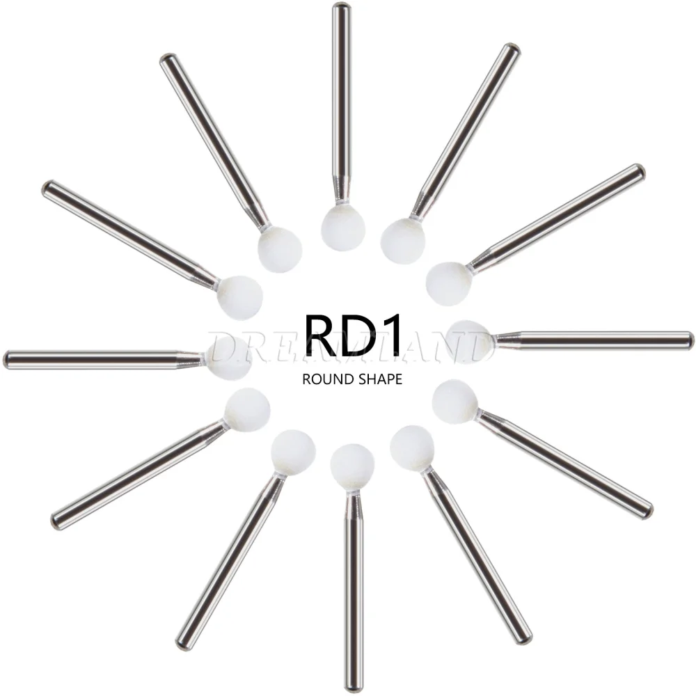 Dental White Stone Polishing Burs – FG Cone, Flame & Round Shapes For Porcelain & Resin