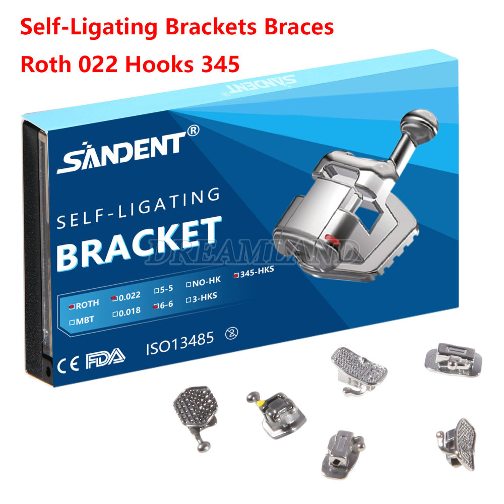 SANDENT Dental Orthodontic Self-Ligating Brackets Braces Mini Roth 022 345
