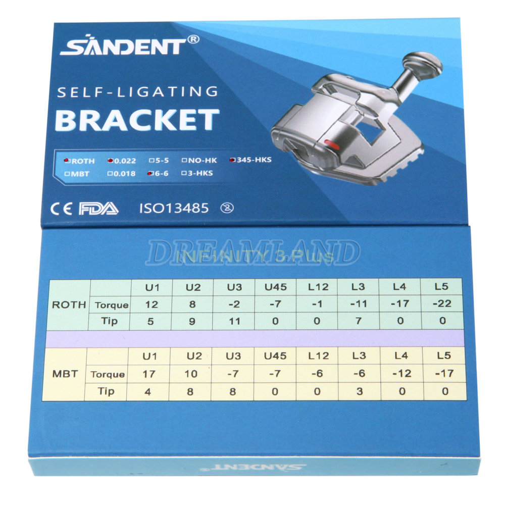 SANDENT Dental Orthodontic Self-Ligating Brackets Braces Mini Roth 022 345