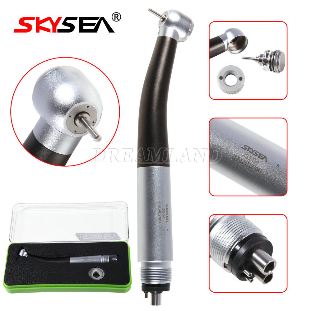 SKYSEA Dental High Speed Turbine Handpiece Push Button 4 Spray Large Head 4Hole