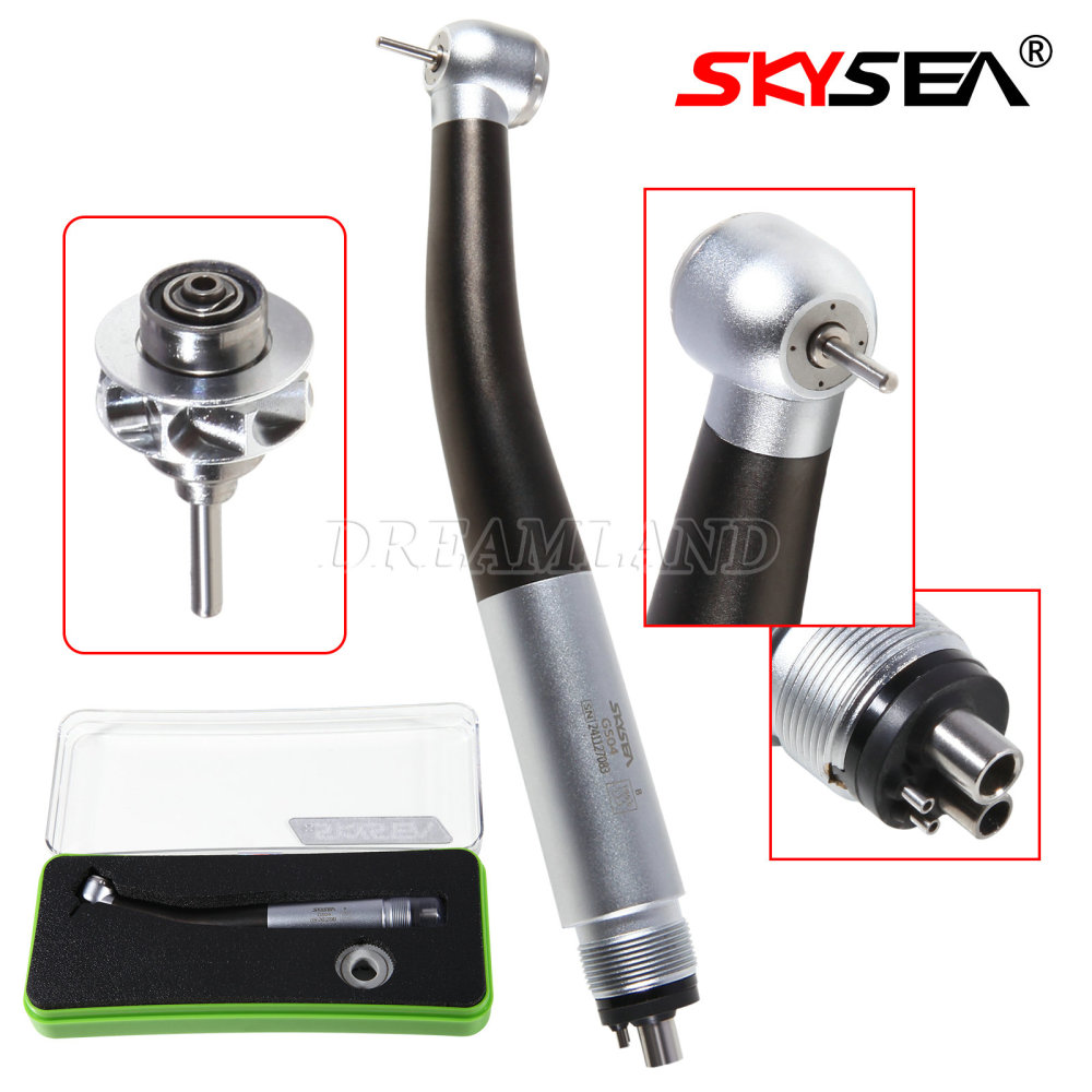 SKYSEA Dental High Speed Turbine Handpiece Push Button 4 Spray Large Head 4Hole