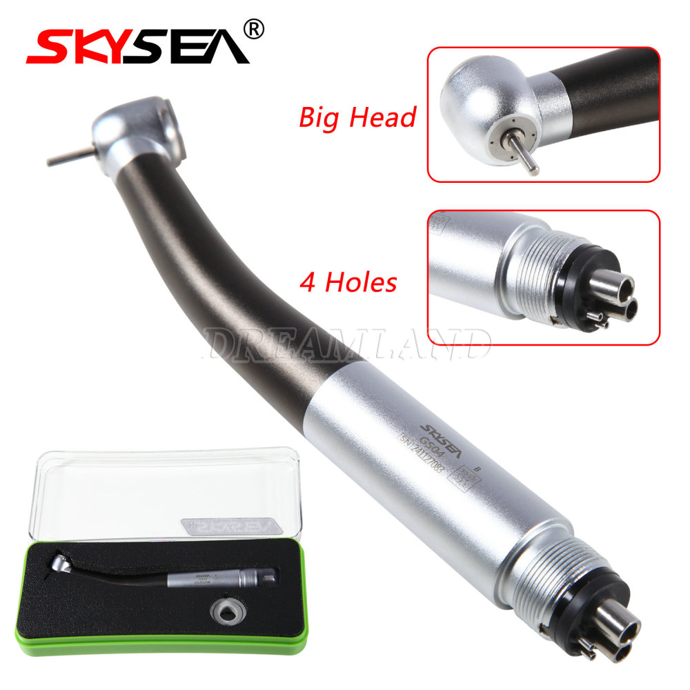SKYSEA Dental High Speed Turbine Handpiece Push Button 4 Spray Large Head 4Hole