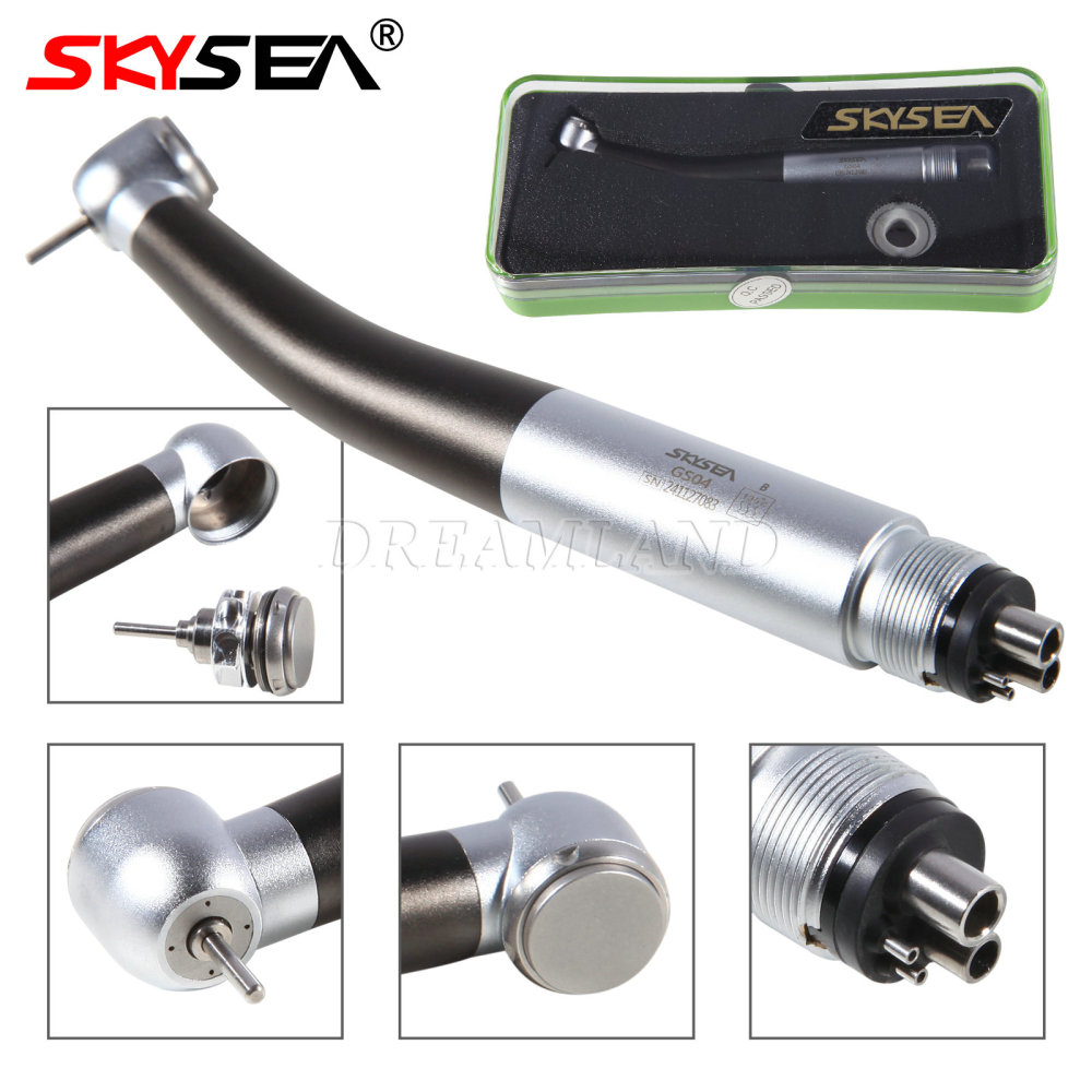 SKYSEA Dental High Speed Turbine Handpiece Push Button 4 Spray Large Head 4Hole