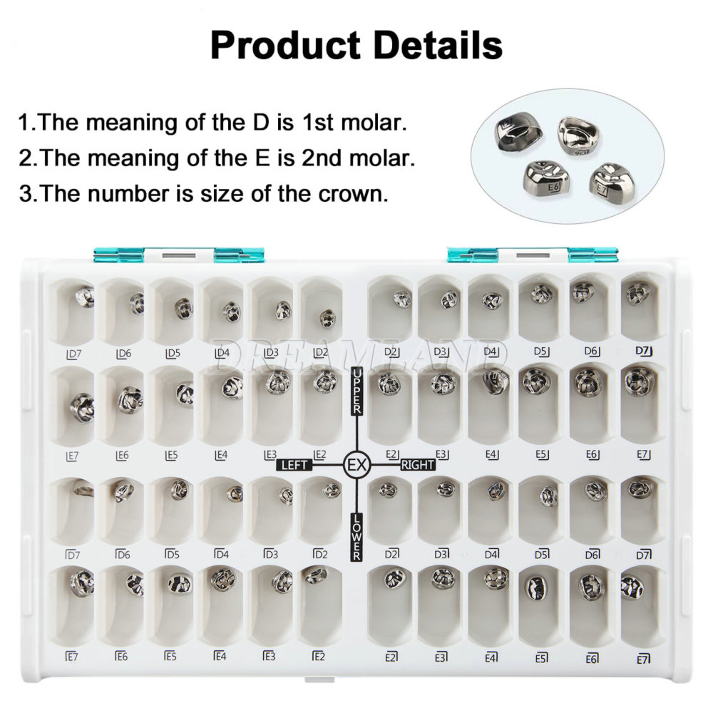 Dental Kids Primary Molar Crown Stainless Steel Pediatric Preformed Crown Set