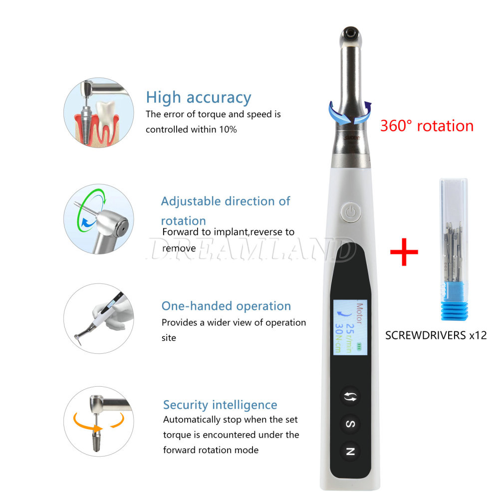 Dental 20:1 Wireless Universal Implant Torque Wrench Electric Driver Kit SANDENT