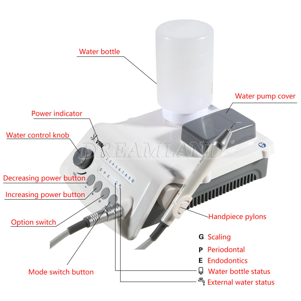 LED Dental Ultrasonic Piezo Scaler Handpiece Bottle Fit EMS Cavitron Woodpecker
