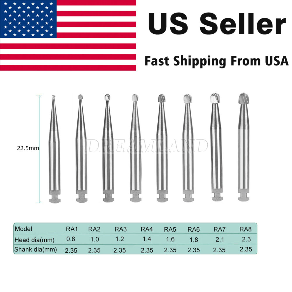Dental Round Carbide Bur for Slow Speed Latch Type Handpiece RA 1# - 8# Burs