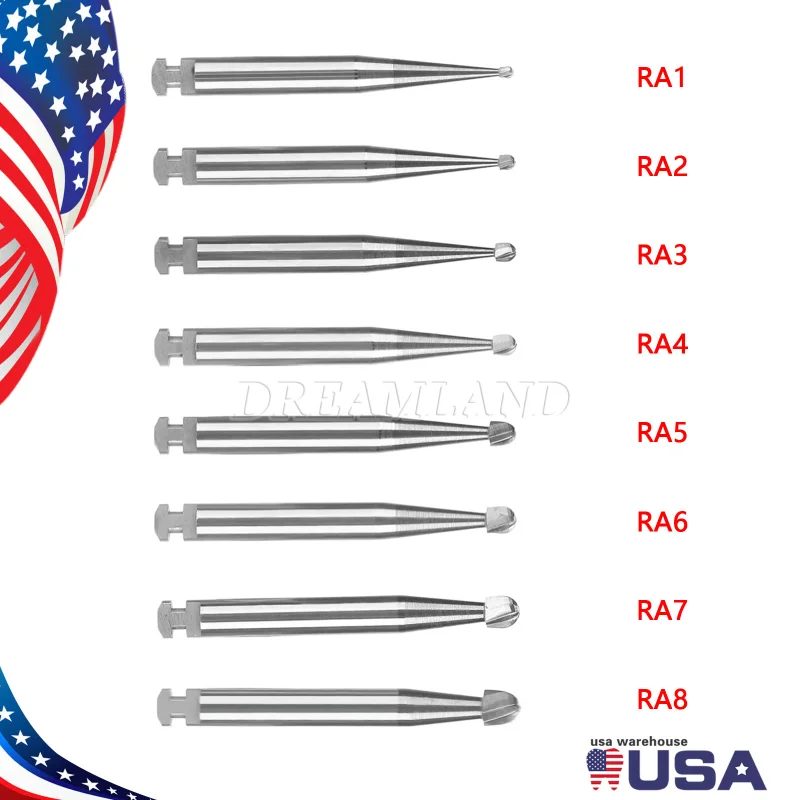 Dental Round Carbide Bur for Slow Speed Latch Type Handpiece RA 1# - 8# Burs