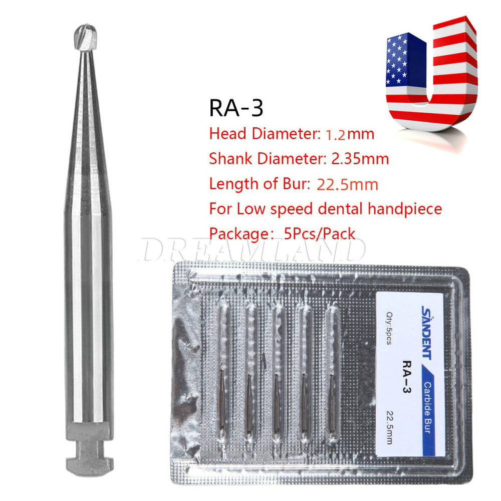 Dental Round Carbide Bur for Slow Speed Latch Type Handpiece RA 1# - 8# Burs