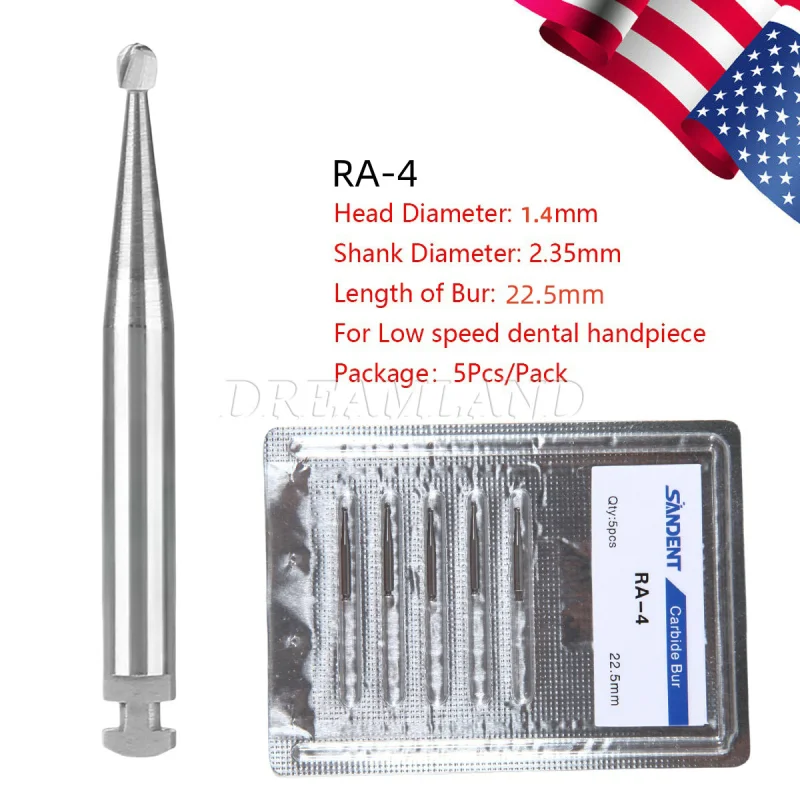 Dental Round Carbide Bur for Slow Speed Latch Type Handpiece RA 1# - 8# Burs
