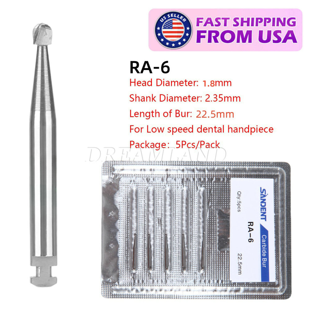 Dental Round Carbide Bur for Slow Speed Latch Type Handpiece RA 1# - 8# Burs