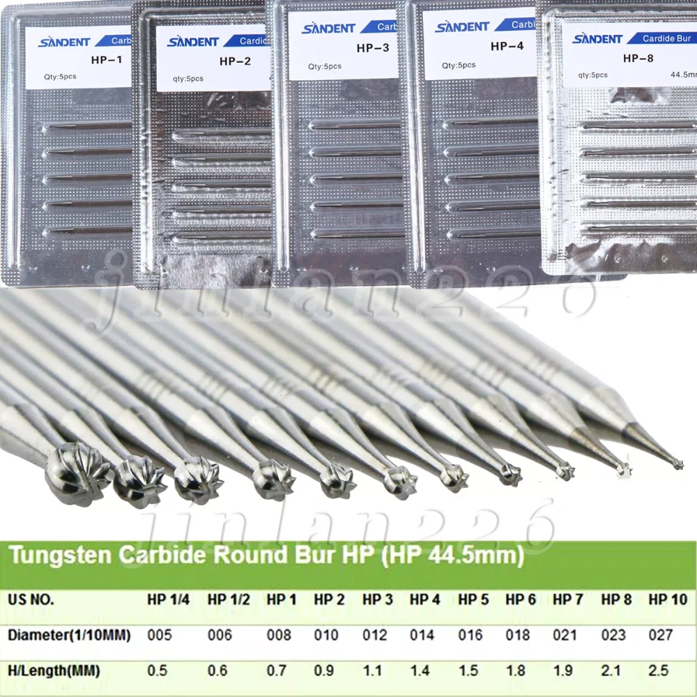 Dental Carbide Burs Straight HP 2.35mm Round For Low Speed Straight handpiece