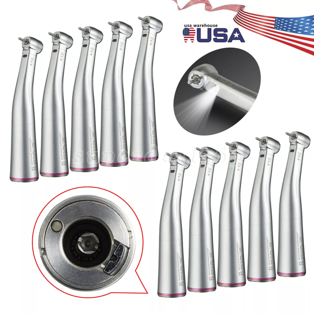 10pcs Dental LED Fiber Optic Contra Angle 1:5 Electric Handpiece fit NSK STYLE from Amber