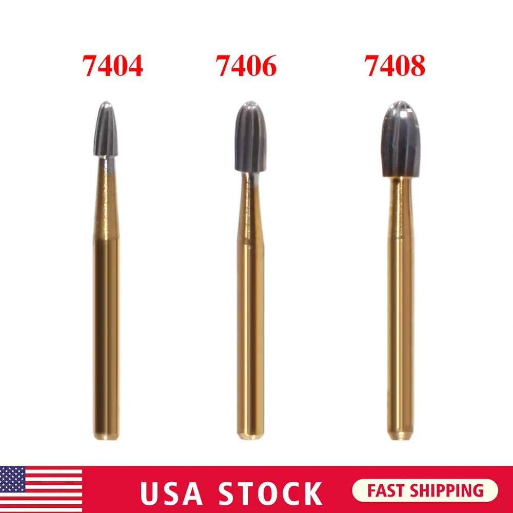 Dental Tungsten Carbide Gold Burs Trimming & Finishing FG 7404/ 7406 /7408