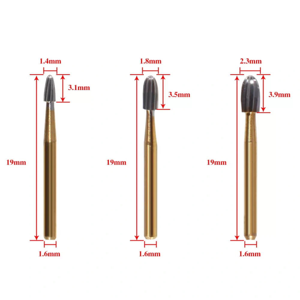 Dental Tungsten Carbide Gold Burs Trimming & Finishing FG 7404/ 7406 /7408
