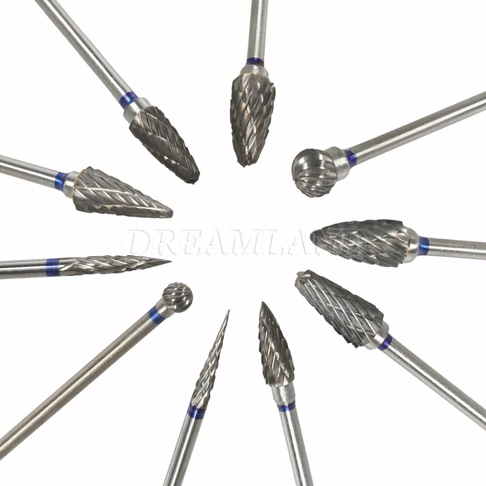 10 Mixed Dental Tungsten Carbide Steel Burs Cutters Shapes Tips Polishing P-type
