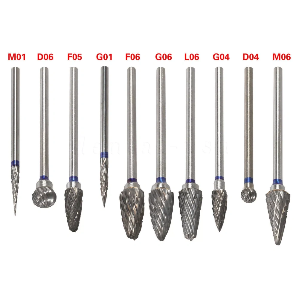 10 Mixed Dental Tungsten Carbide Steel Burs Cutters Shapes Tips Polishing P-type