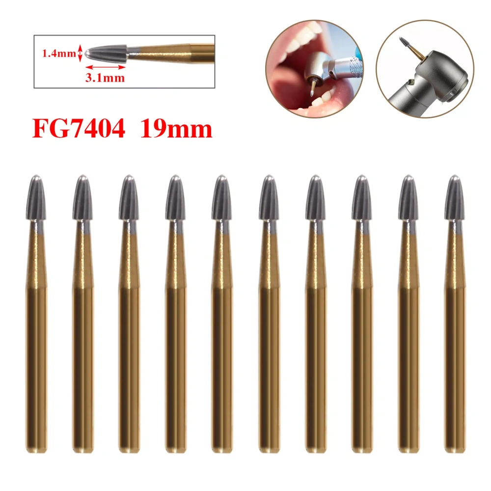 Dental Tungsten Carbide Gold Burs Trimming & Finishing FG 7404/ 7406 /7408
