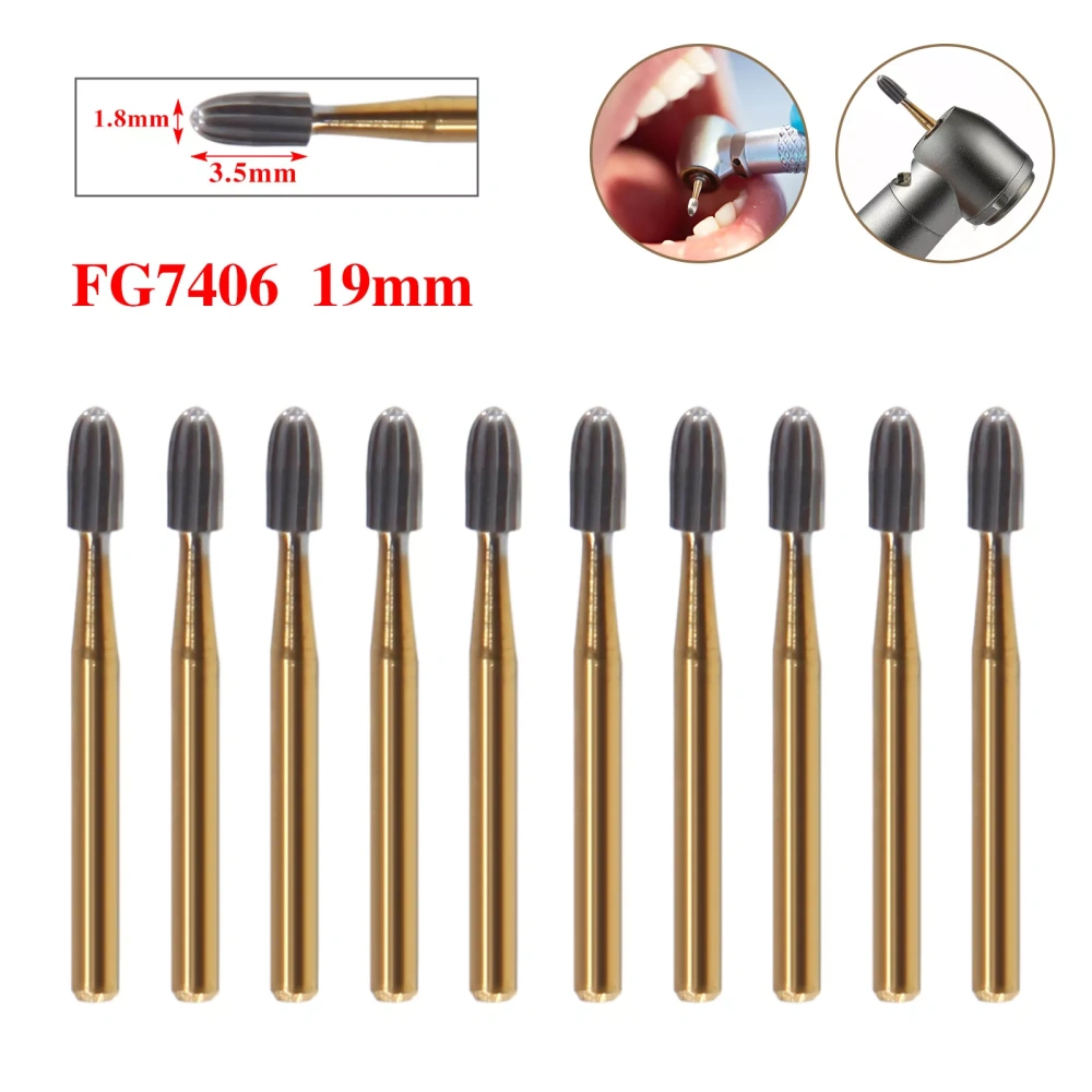 Dental Tungsten Carbide Gold Burs Trimming & Finishing FG 7404/ 7406 /7408