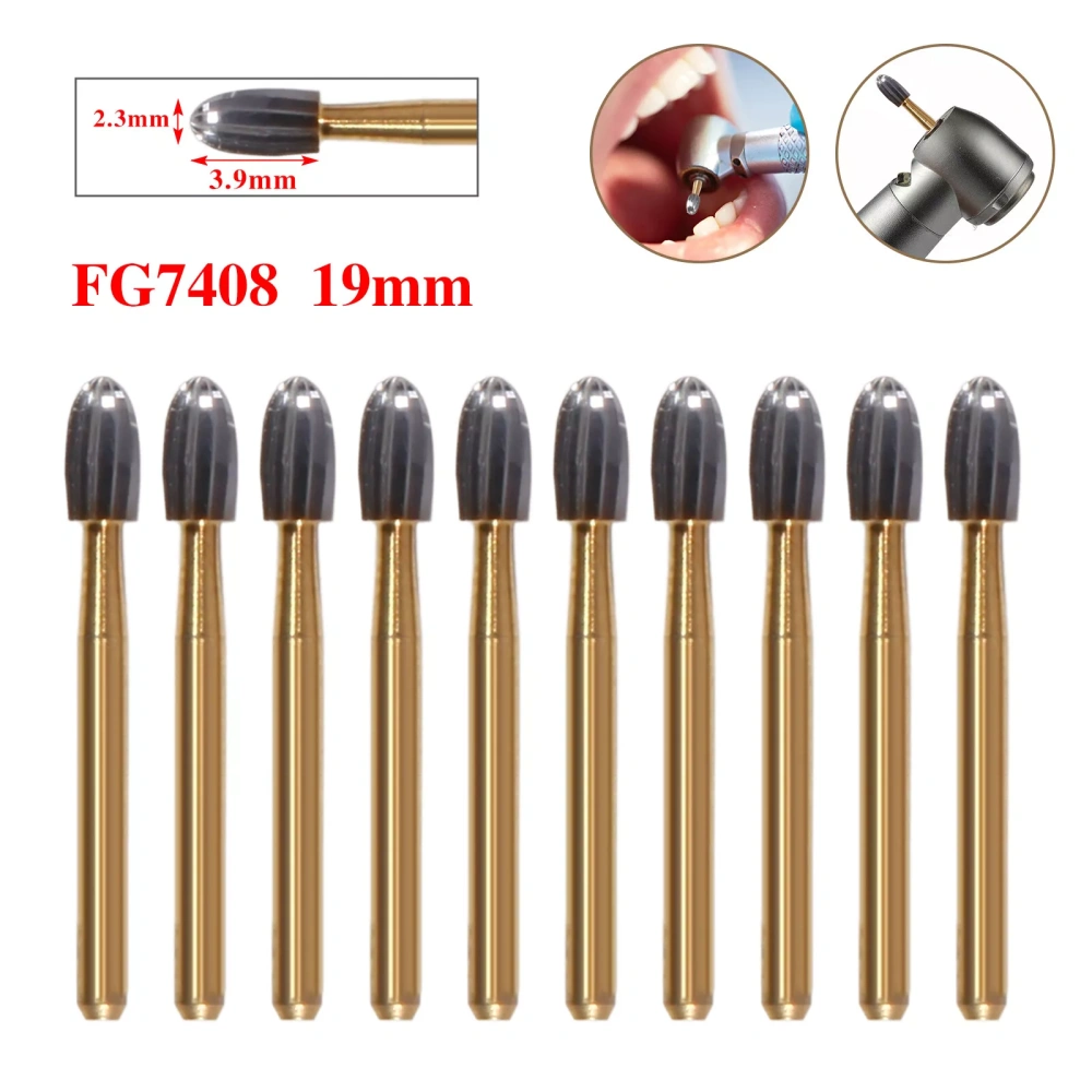 Dental Tungsten Carbide Gold Burs Trimming & Finishing FG 7404/ 7406 /7408