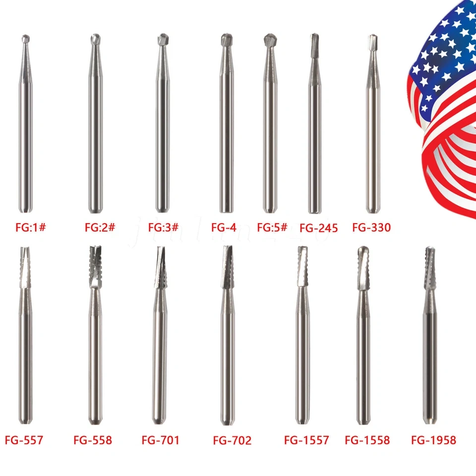 10pcs packing Dental Carbide Burs for High Speed Handpiece FG 1.6mm
