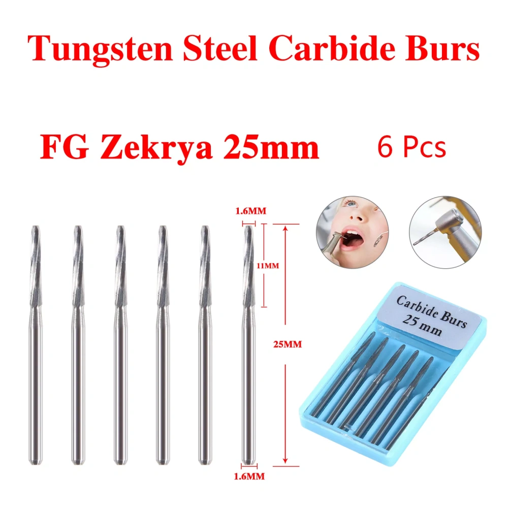 Dental Zekrya Carbide Tungsten Cutters Finishing FG Burs 25mm 28mm