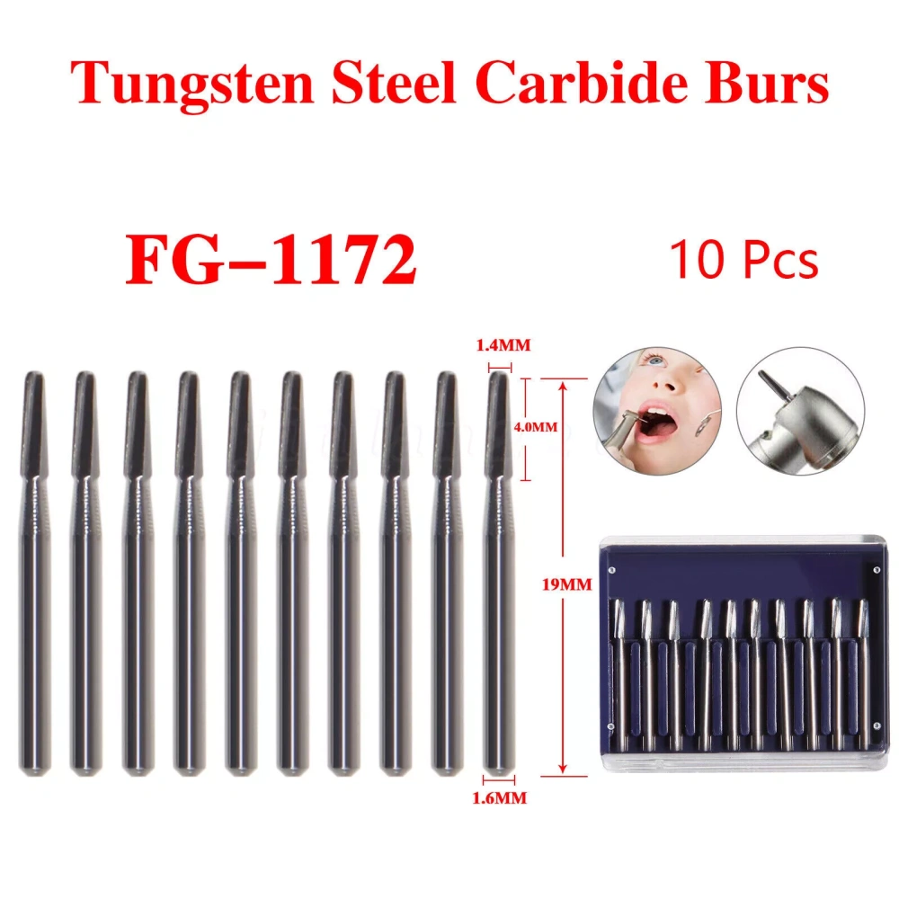 10pcs packing Dental Carbide Burs for High Speed Handpiece FG 1.6mm
