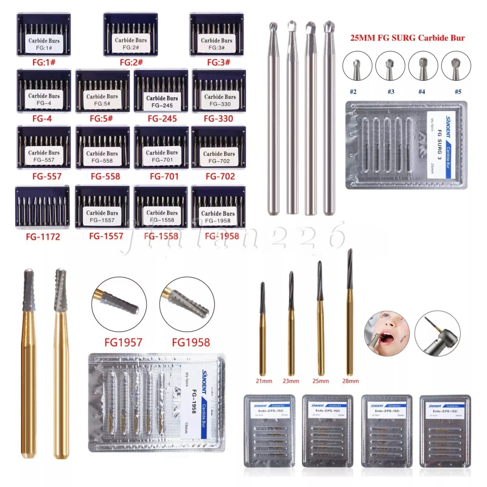 10pcs packing Dental Carbide Burs for High Speed Handpiece FG 1.6mm