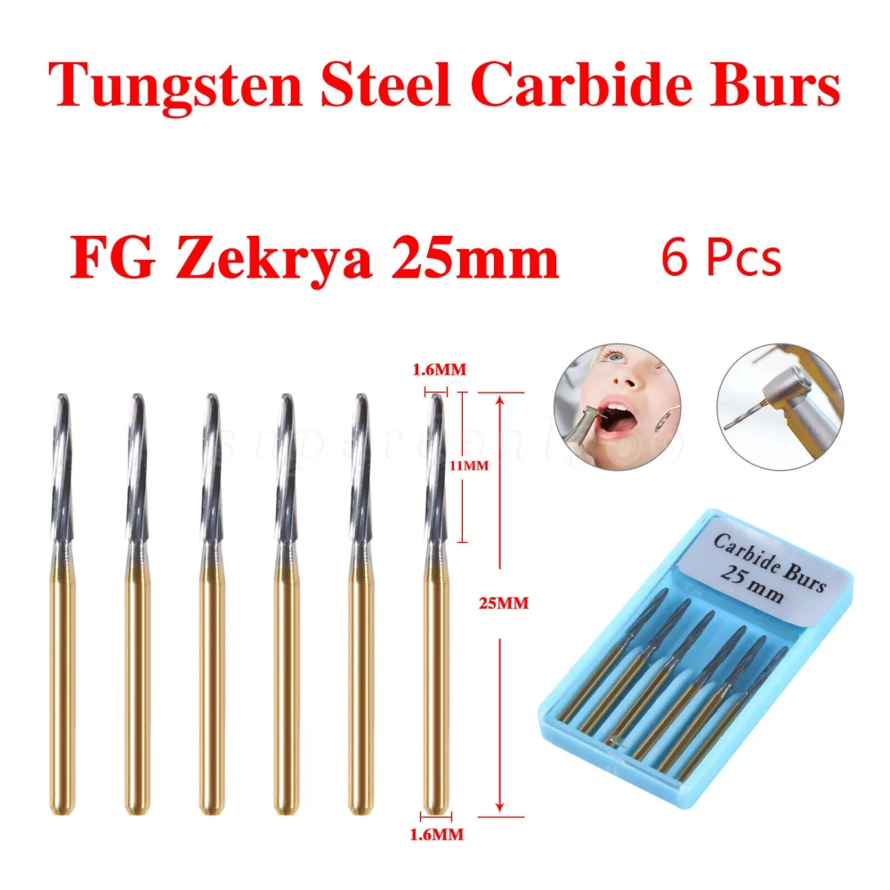 Dental Zekrya Carbide Tungsten Cutters Finishing FG Burs 25mm 28mm