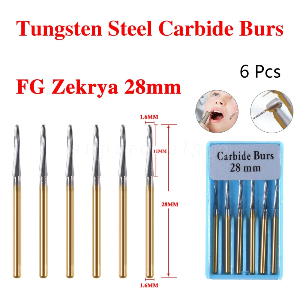 Dental Zekrya Carbide Tungsten Cutters Finishing FG Burs 25mm 28mm