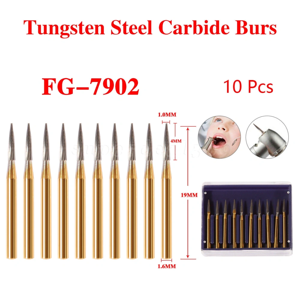 Dental Tungsten Carbide Gold Burs Trimming & Finishing FG 7404/ 7406 /7408/7901/7902