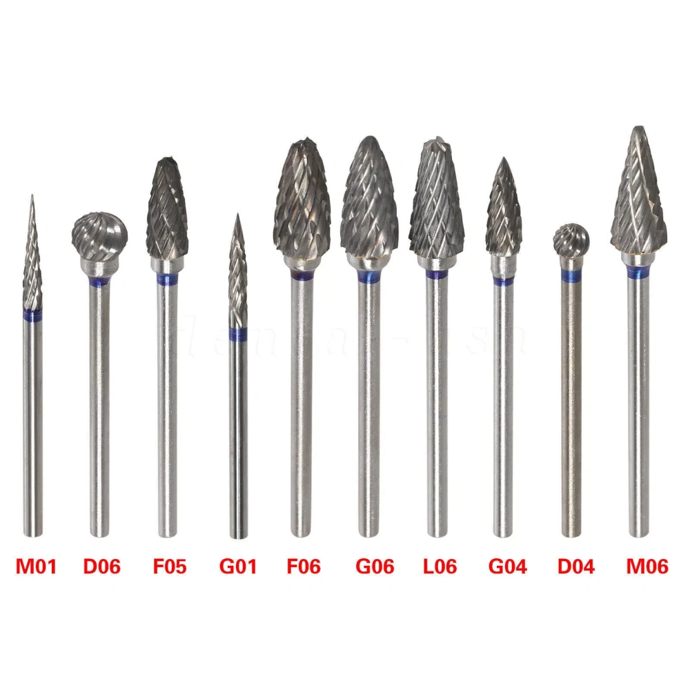 10 Mixed Dental Tungsten Carbide Steel Burs Cutters Shapes Tips Polishing P-type