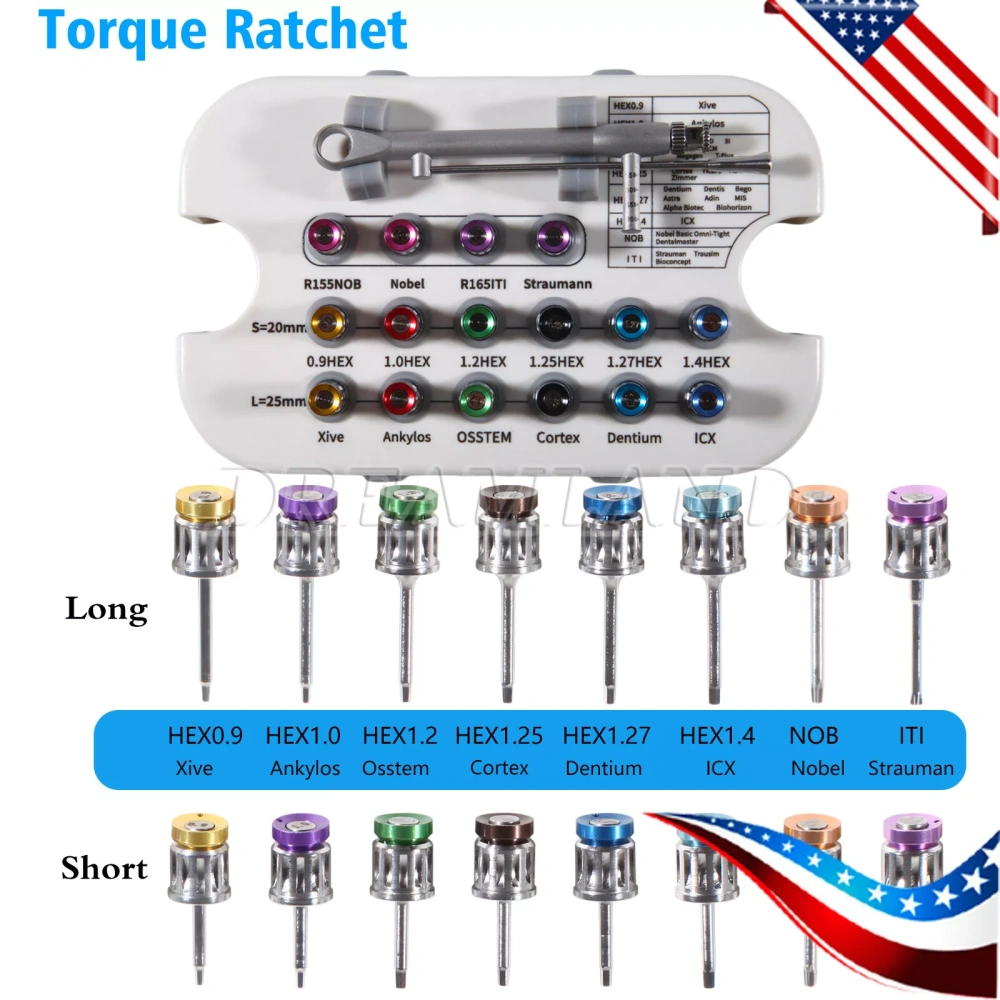 Dental Universal Implant Prosthetic Kit Torque Wrench Screw Drivers Remover
