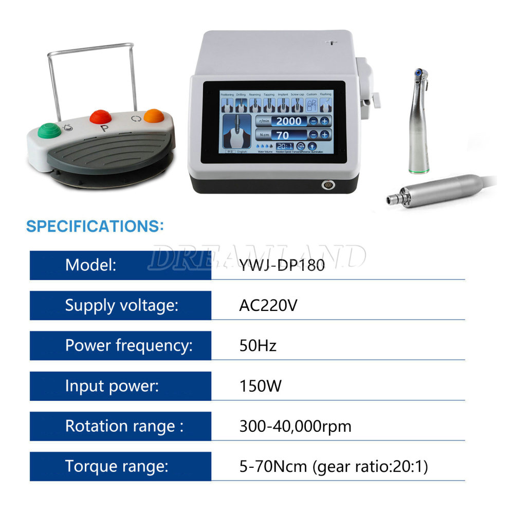 Dental Implant Surgical Brushless Motor +20:1 Handpiece touch screen